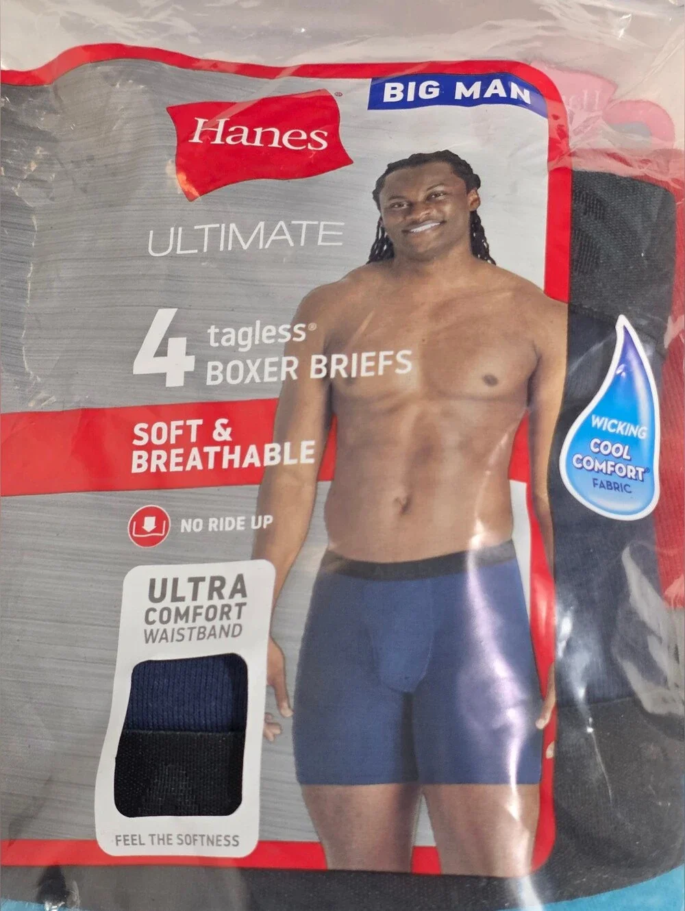 Hanes Mens Big & Tall Ultimate 4-Pack Tagless Boxer Briefs Mens Size 2XB New